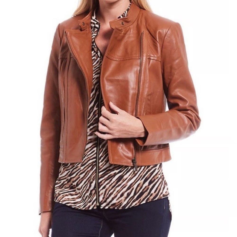 Michael Kors Brown Leather Jacket for Women